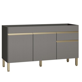 Balcão de Cozinha Para Pia 150 cm 3 Portas e 1 Gaveta Sem Tampo Cinza Gris Line Kits Paraná em Oferta na Shopee