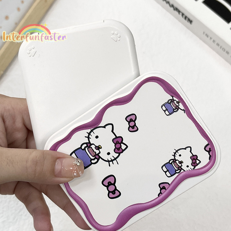 [FunfasterB] Sanrio Cute Bow Hello Kitty Espelho De Maquiagem Portátil Dobrável Com Pente Para Meninas Feminina [Novo]