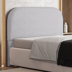Cabeceira Cama Box Casal 140cm Orgânica Lanna W01 Linho Cinza - Lyam Decor