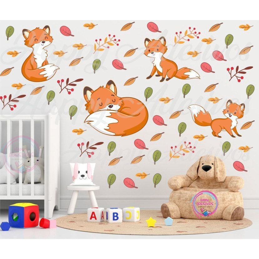 Adesivo Decorativo Infantil Raposa Quarto Menino Menina Raposinha Decoração Parede DCM