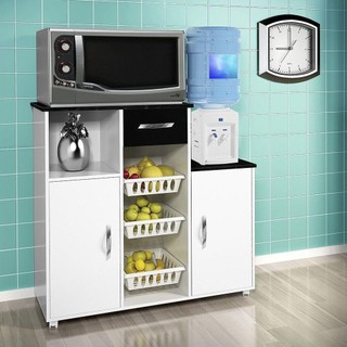 Fruteira Multiuso 2 Portas 1 Gaveta Croácia Top Line CHF Flex Color Branco com Preto em Oferta na Shopee