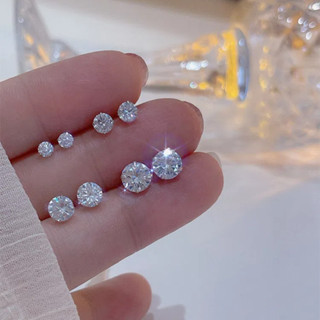 S925 Prata Esterlina 3mm4mm Brincos Zircon Brincos de Moda Simples Brincos Jóias Feminino Presente Estudantil em Oferta na Shopee