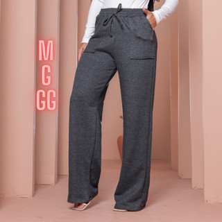 Calça Feminina Pantalona Reta Wide Leg Moletinho Cintura Alta com Bolsos Costura Dupla M ao GG em Oferta na Shopee