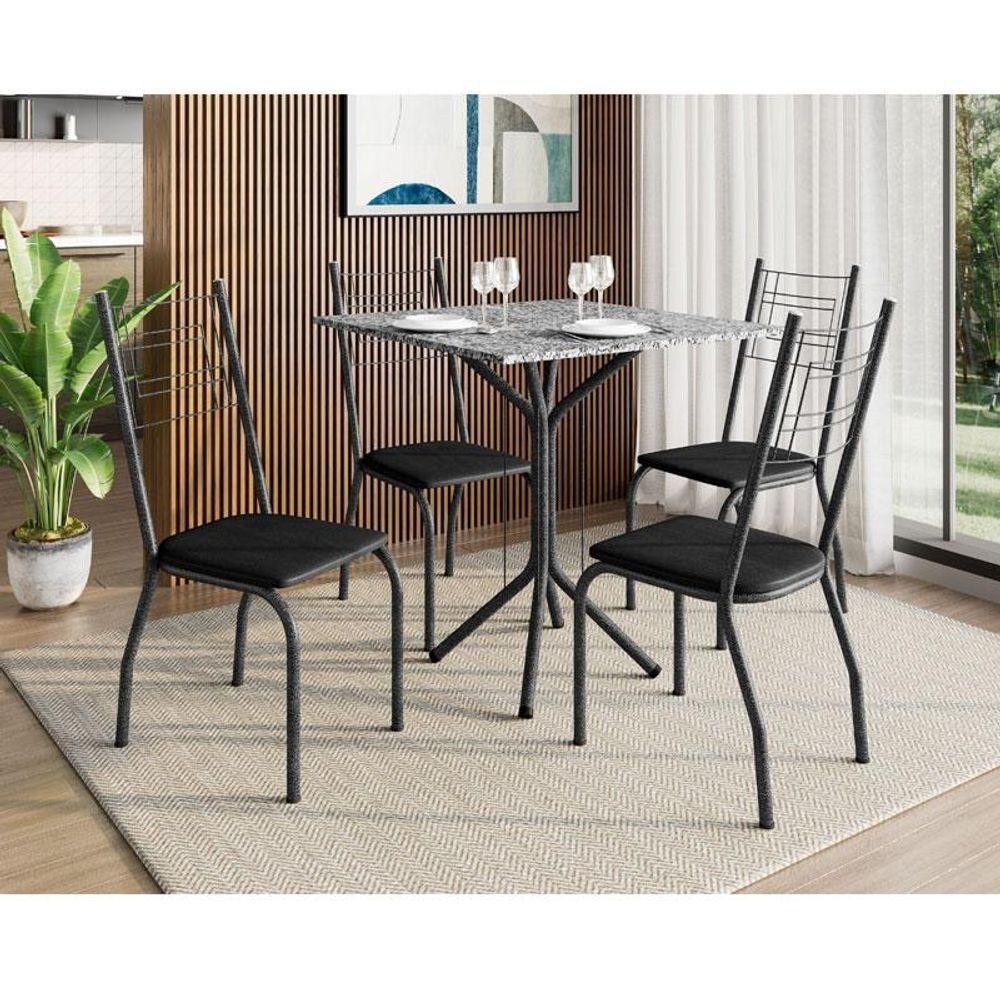 Mesa De Jantar Ambiente Thais 70x70 Cm Com Granito Ocre Itabira Com 4 Cadeiras 063 Preto - Artefamol em Oferta na Shopee