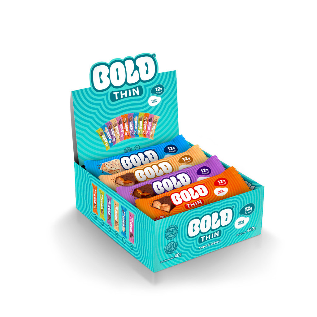 Barra de Proteína BOLD Snacks Thin Mista (12g de Proteína) - Caixa com 12 unidades - Food & Beverages