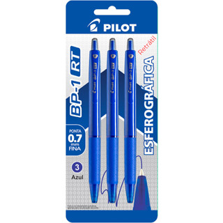Kit Caneta Esferográfica Retrátil BP-1 0.7 c/ 3un Azul Pilot em Oferta na Shopee