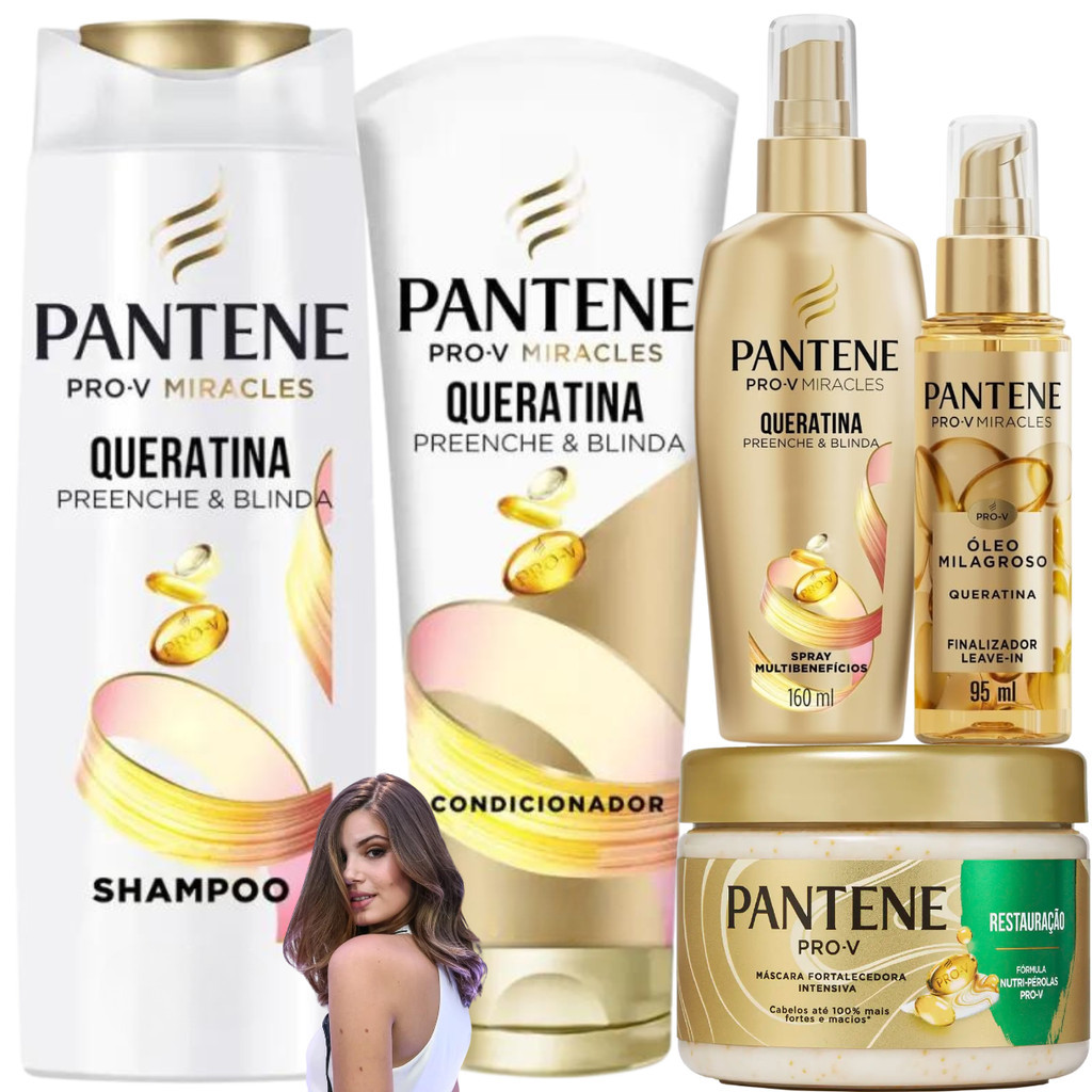 Kit Pantene Milagroso Óleo Miracles Pro-V Finalizador Spray Restaura HIdrata Recupera Nutrição