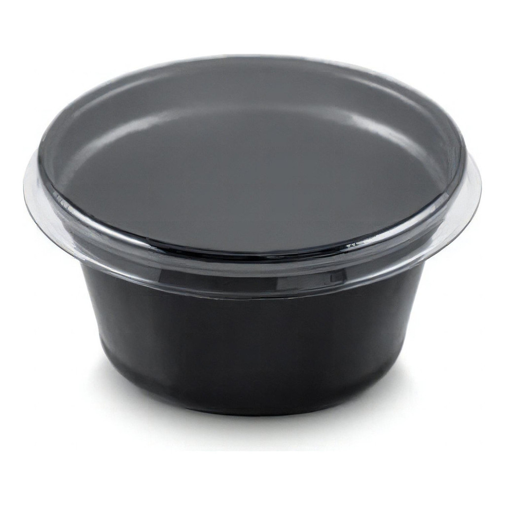 100un Potinho Molheira Pote Descartável Molho C/ Tampa 30ml Cor Preto