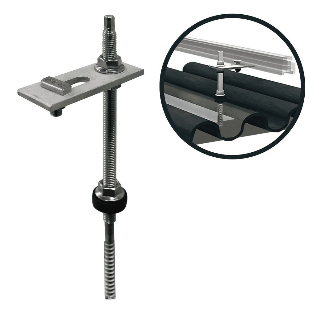 Estrutura Suporte Fixador Placa Painel Solar Alumínio e Inox Para Telha Fibro ou Ondulada em Viga Metálica Perfil Master