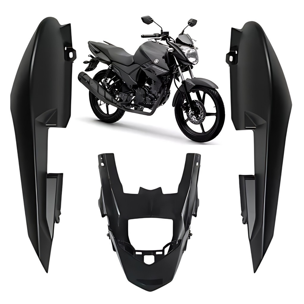KIT RABETA COMPLETA LATERAL TRASEIRA PRETO FOSCO FAZER 150 2022 PARAMOTOS YAMAHA