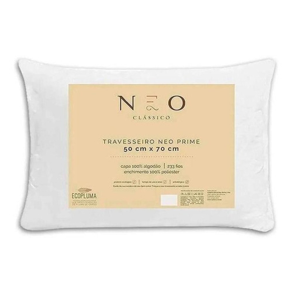 Travesseiro Neo Prime Ecopluma Percal Algodão 233 Fios