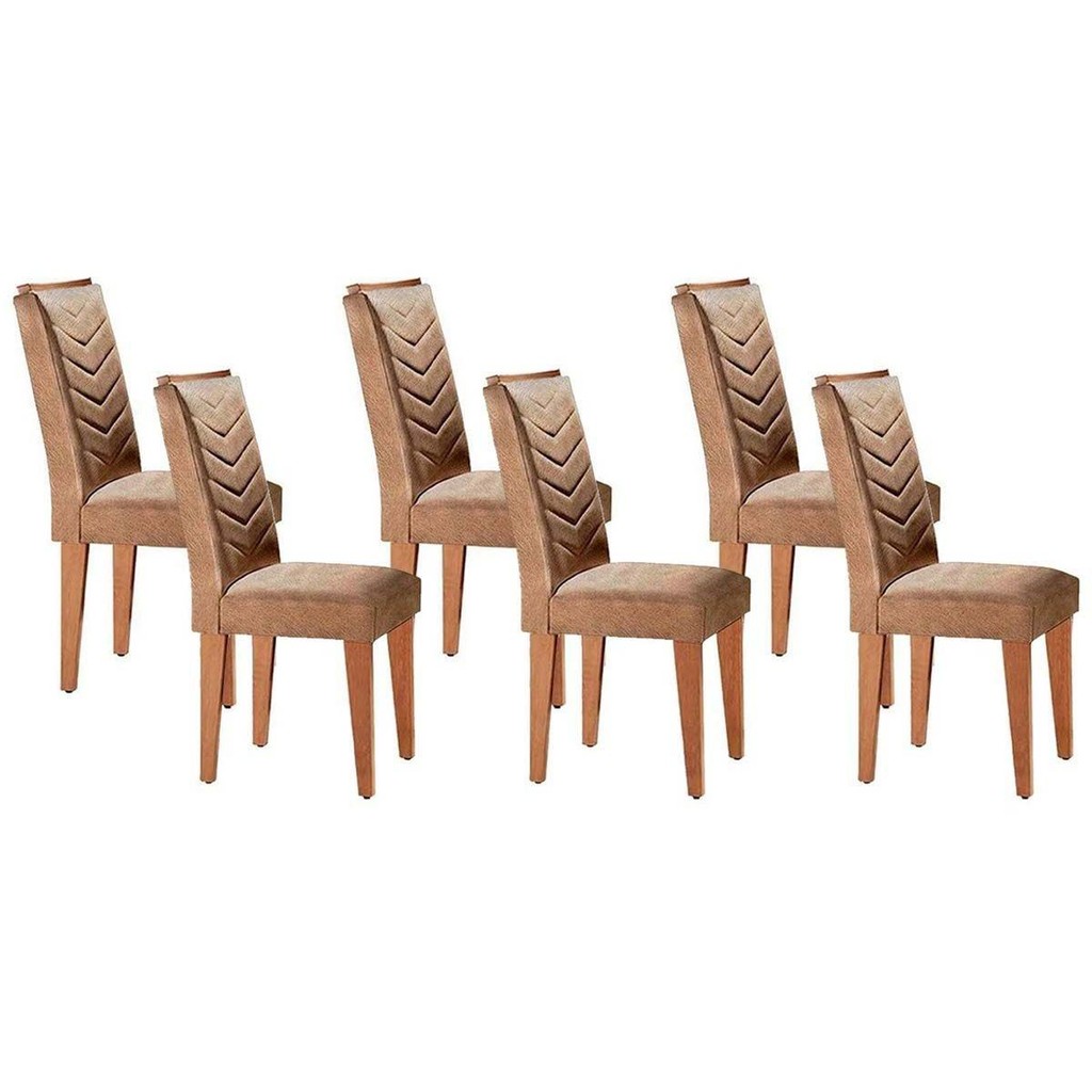 Cadeira Sala de Jantar Londrina Kit 6 Un Imbuia - Veludo Capuccino - Rufato em Oferta na Shopee