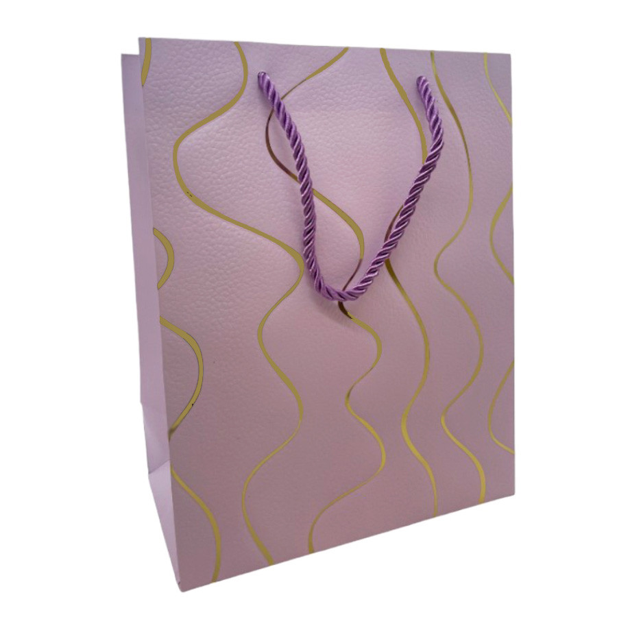 Sacola de Papel para Presente Ondas Almofadadas - Lilás - 32x26x12cm - 1 unidade - Rizzo - Stationery