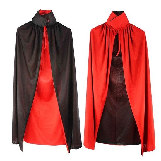 Capa(Infantil ; Adulta) Bruxa Vampira Dupla Face Com Gola Fantasia Halloween Carnaval