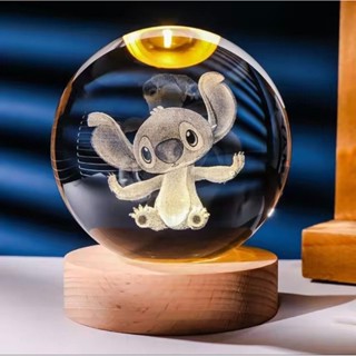 Creative 3D LED Crystal Ball Wooden base USB Power Bedroom nightlight Sleep light
