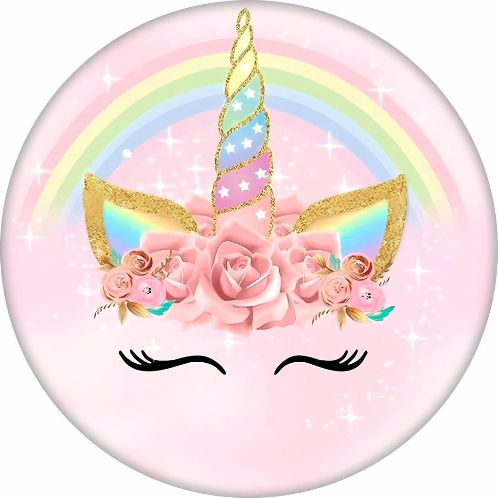 Painel Unicornio Aniversário Tecido Premium Redondo com Elástico Veste Fácil Decoração de Festa Aniversário Menina