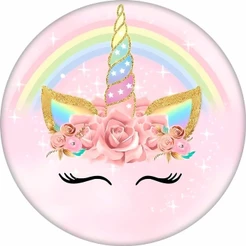 Painel Unicornio Aniversário Tecido Premium Redondo com Elástico Veste Fácil Decoração de Festa Aniversário Menina