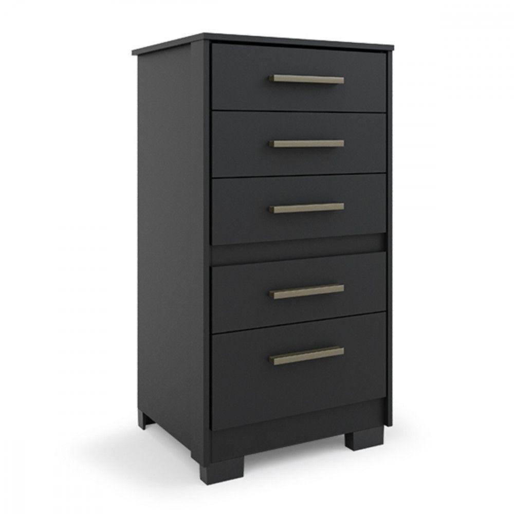 Cômoda Gaveteiro Primacy 5 Gavetas Preto Fosco Batrol Preto em Oferta na Shopee