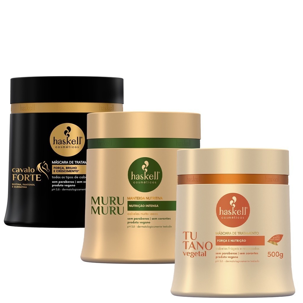 Kit Máscaras Haskell Cronograma Capilar Cabelos Frágeis 500g em Oferta na Shopee