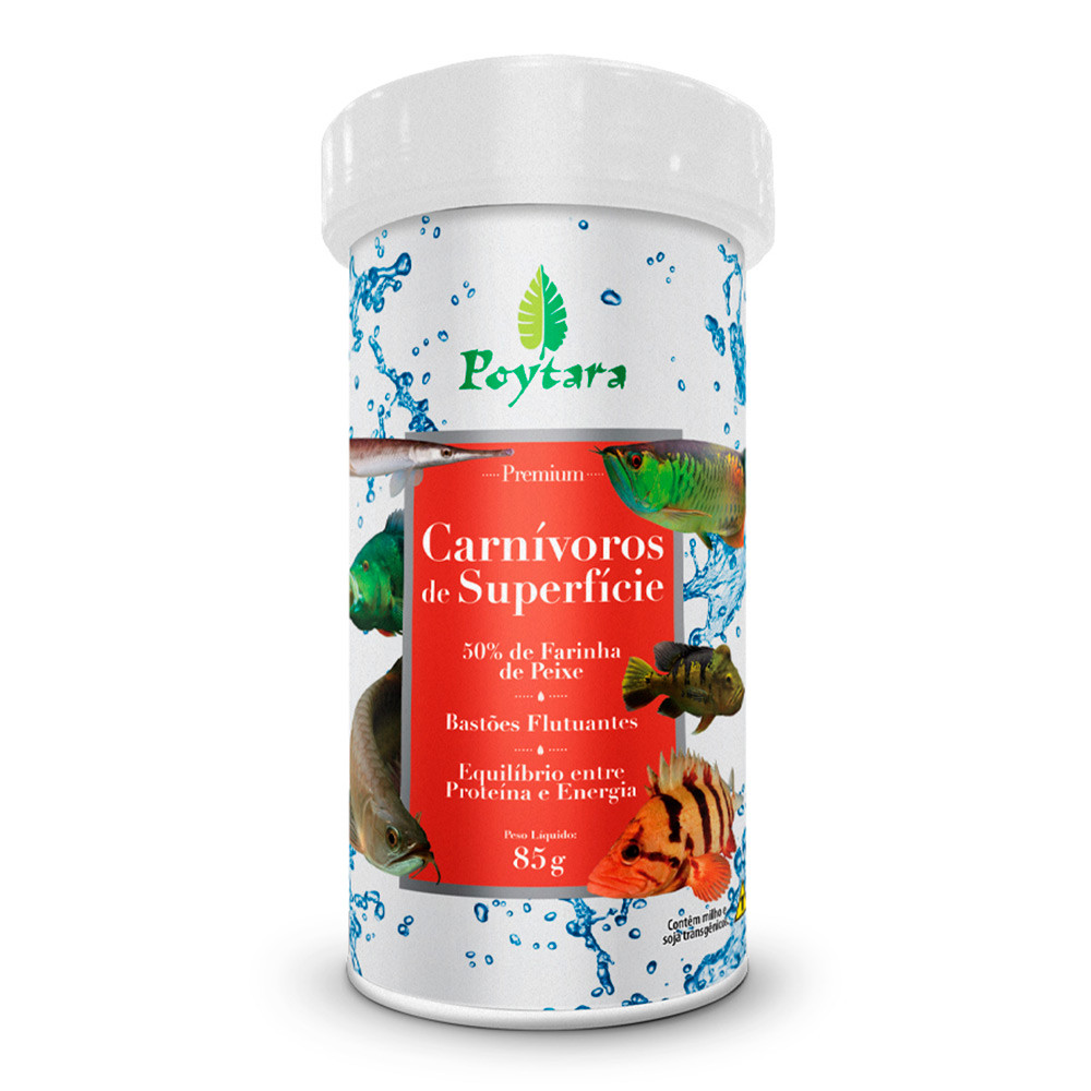 Ração Poytara Para Peixes Carnívoros De Superfície 85g em Oferta na Shopee