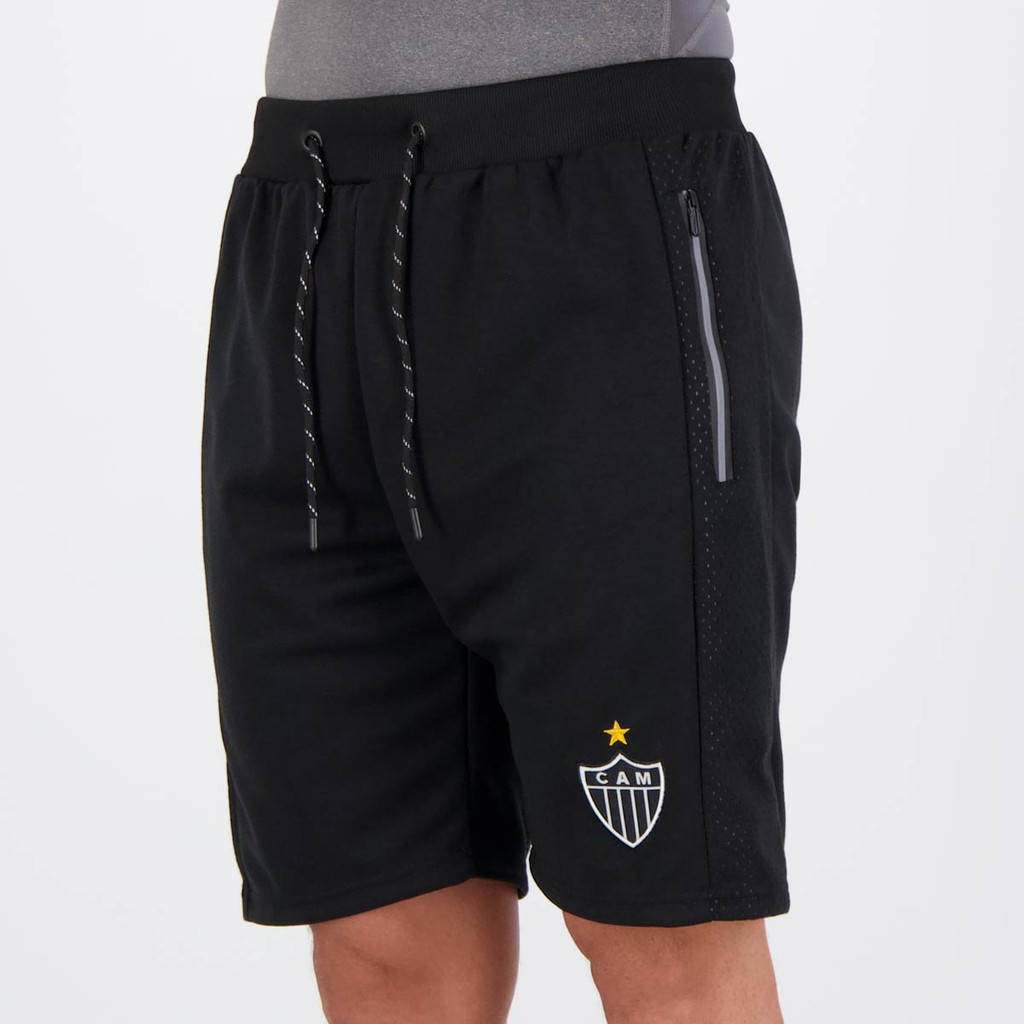 Detalhes do Bermuda Atlético Mineiro Moletom Champion Preta