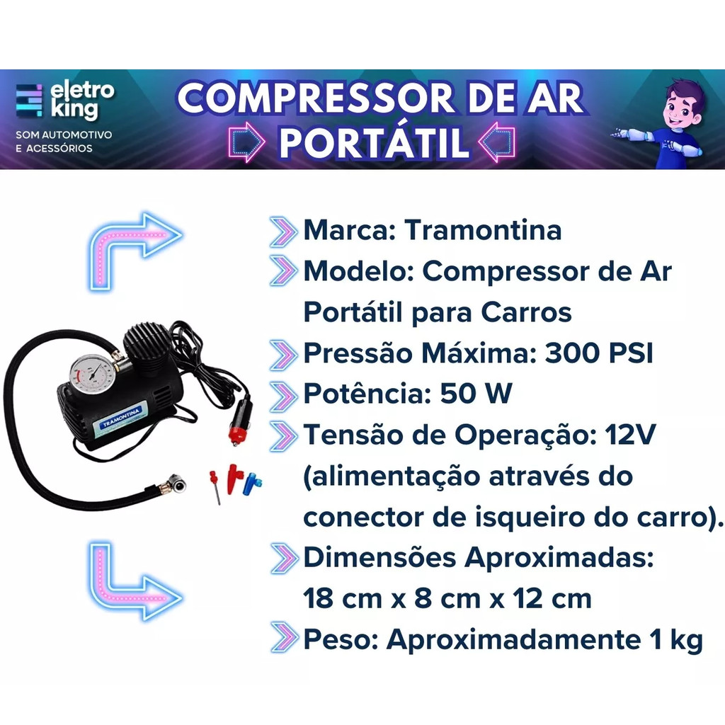 Kit Aspirador E Compressor Portátil Automotivo Limpeza 12v — imagem 2 de 2