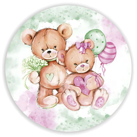NOVO Painel Festa Infantil Redondo Chá Revelação, Ursinhos, tons de verde e lilás aquarela + Arco, Suporte incluso. Fazemos personalizado com qualquer tema. Confeccionado em Lona fosca, impressão de alta resolução. cenário , p/ Decoração