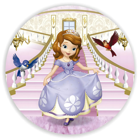 NOVO Painel Festa Infantil Redondo Princesinha Sophia, escadaria do palácio lilás + Arco, Suporte incluso. Fazemos personalizado com qualquer tema. Confeccionado em Lona fosca, impressão de alta resolução. cenário , p/ Decoração