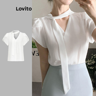 Lovito Blusa elegante lisa com amarração nas costas para mulheres L105MD612 em Oferta na Shopee