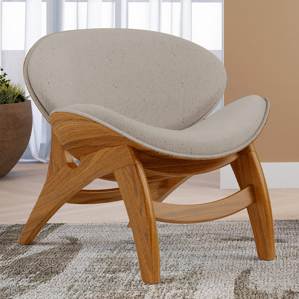 Poltrona Decorativa Orgânica Sala Living Kadosh L02 Linho Bege - Lyam Decor em Oferta na Shopee