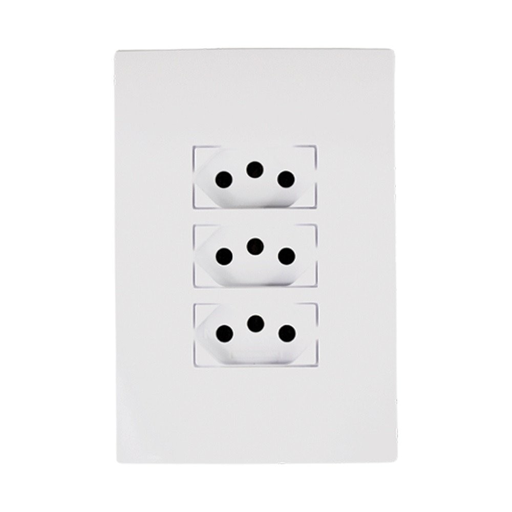 Tomada Ilumi I9 Monobloco Tripla 2P+T 10A 250V com Placa - Home Appliances