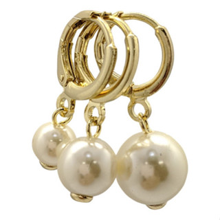 Brinco Folheado a Ouro Argola Trio Pérolas Degrade - Semijoia em Oferta na Shopee