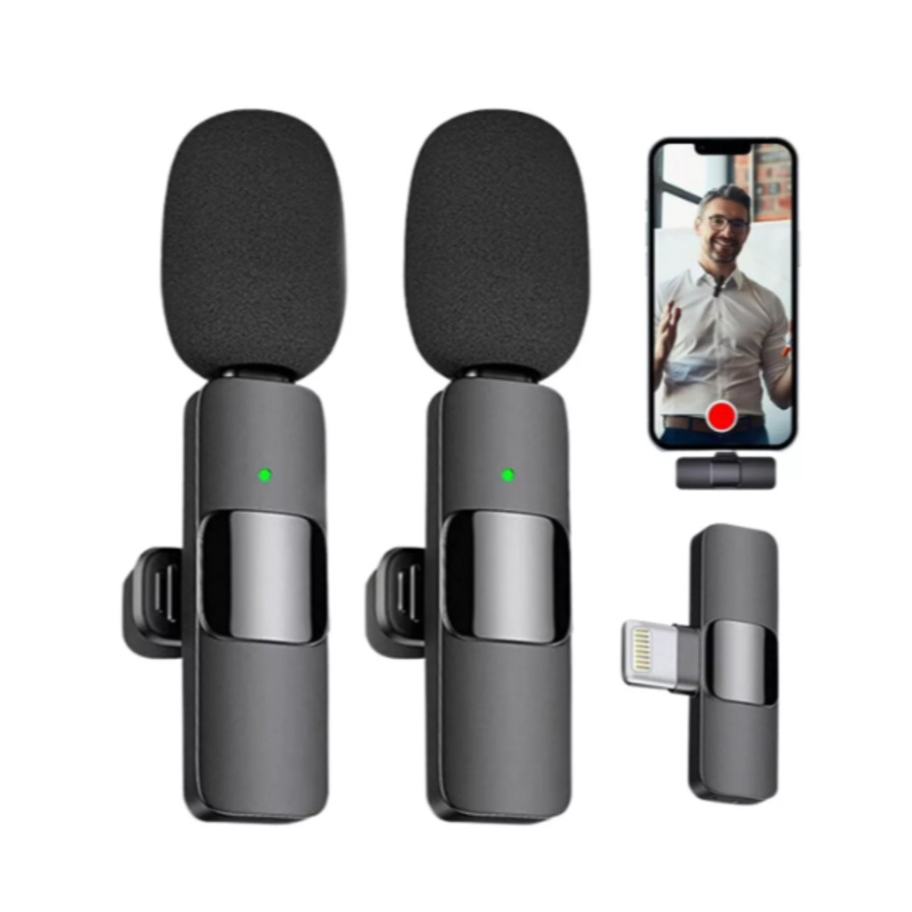 Microfone Sem Fio Duplo Lapela Profissional iPhone e Tipo C