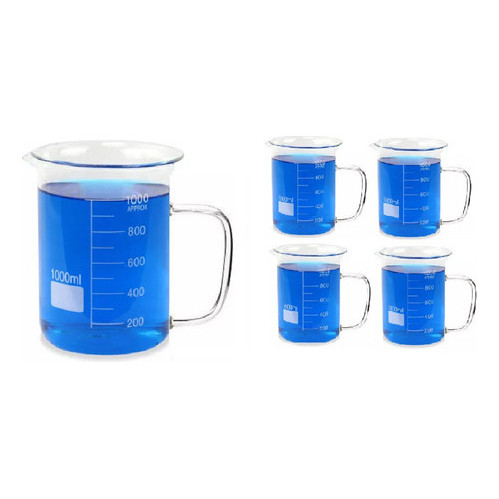 Bequer De Vidro Com Alca De 1l 1000ml - Caixa Com 5 Unidades