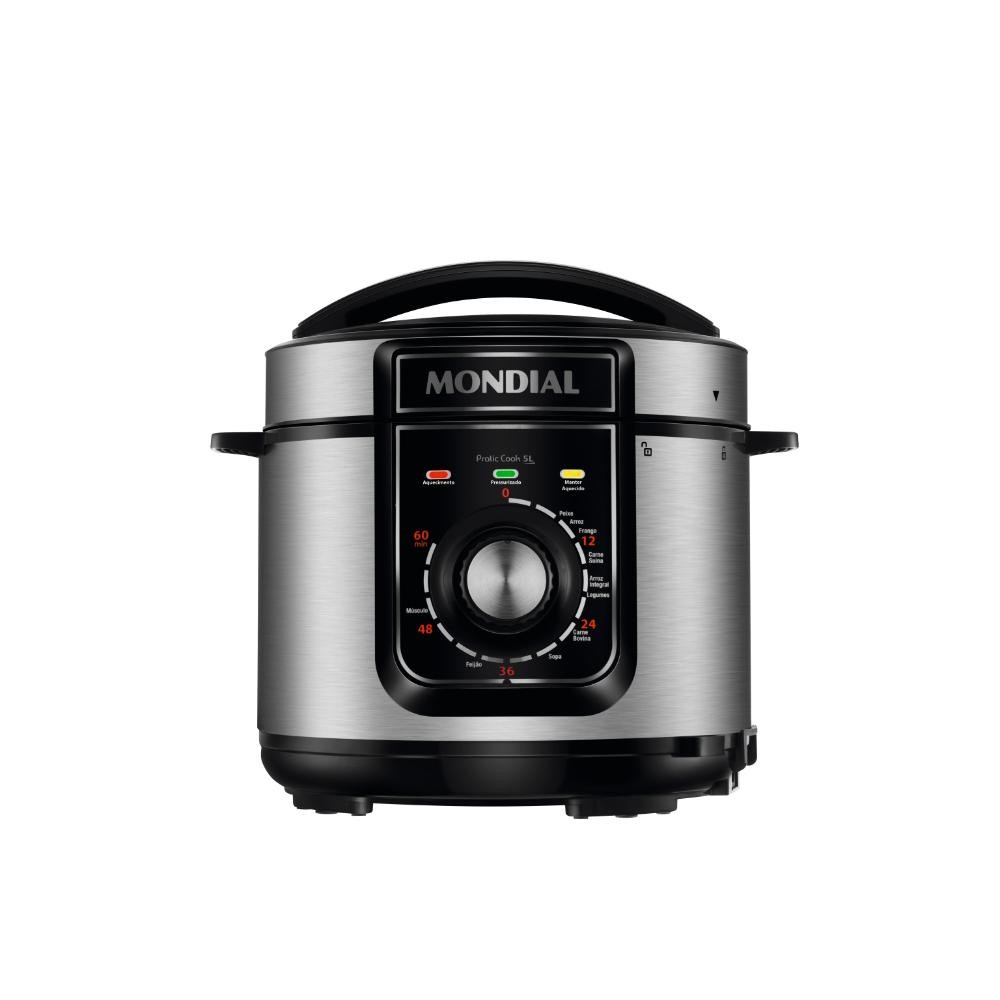 Imagem Panela de Pressão Elétrica Mondial 5L Pratic 900W Preto/Inox 127V Cook PE-48-5L-I