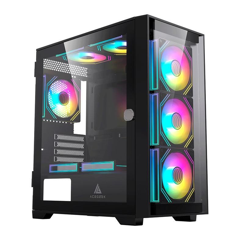 Gabinete Gamer Acegeek Odyssey Mini, Mid-Tower, Lateral de Vidro, Preto, AG-ODYSSEY-MINI-BK