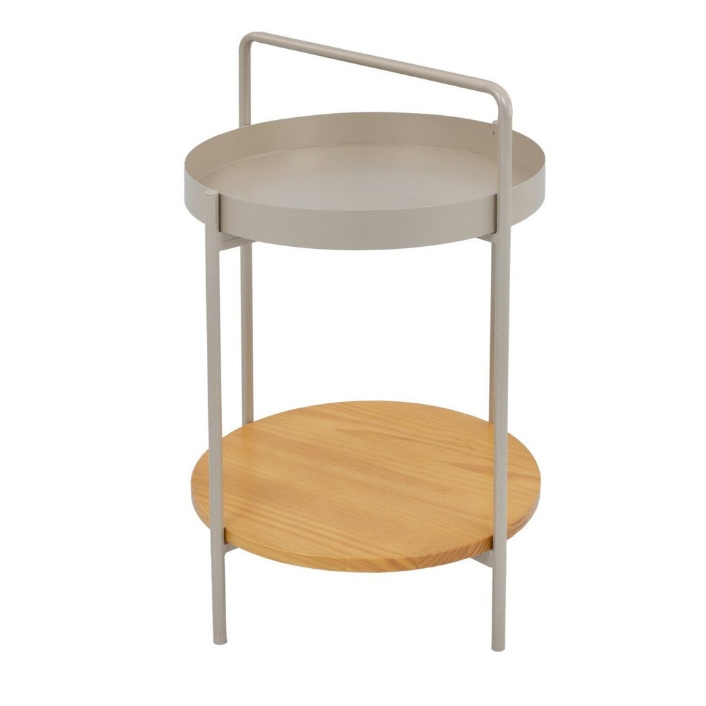 Mesinha Lateral Aura Redonda Apoio Bandeja Metal Madeira em Oferta na Shopee
