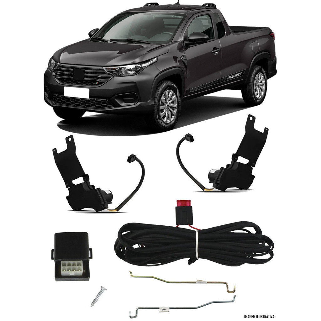 Kit Trava Elétrica Tragial Fiat Nova Strada Cabine Simples 2020 Em Diante 2 Portas