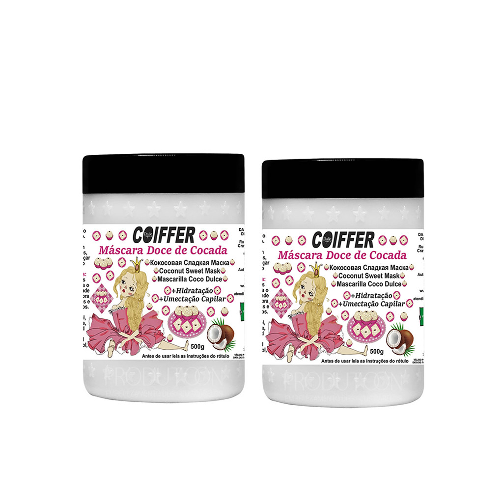 2 Máscara Doce De Cocada Coiffer 500g Umectação e hidratação