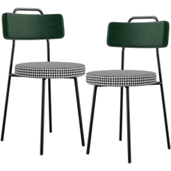 Kit 02 Cadeiras Decorativa Estofada Sala Jantar Barcelona L02 Facto Verde Musgo Pied Poule - Lyam