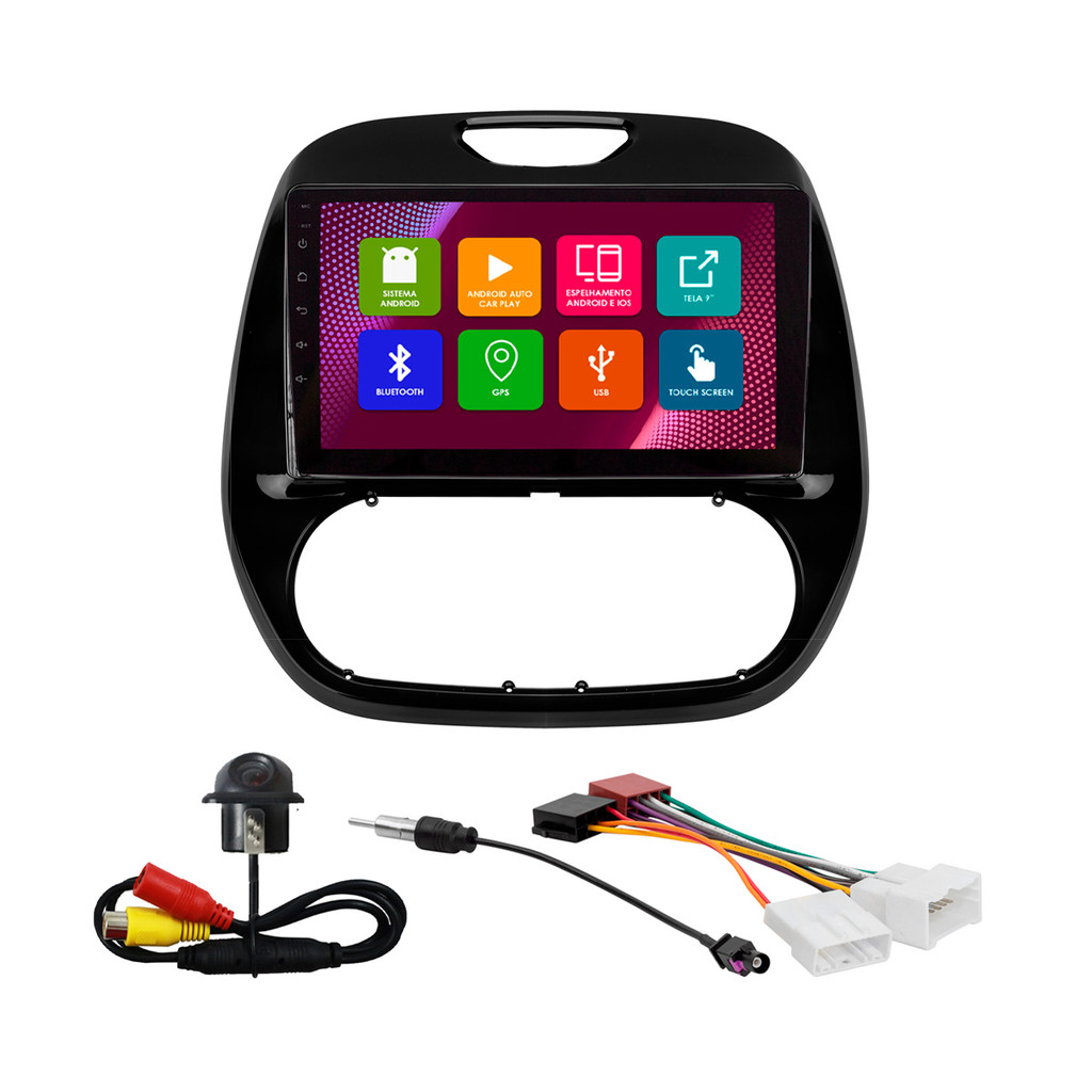 Kit Multimídia 9 Pol Captur Ar Digital 2018 2019 20 21 2022 2023 Android 2Gb Ram 32Gb Flash Quad-Core 2 Din Black Piano em Oferta na Shopee