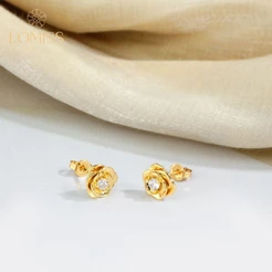 Brinco Delicado Elegante Antialérgico Feminino De Flor Folheado Ouro 18k a Platina Zircônia Cravejada