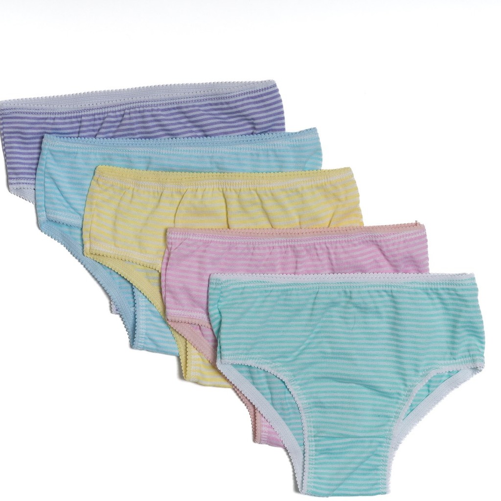 Kit 5 Calcinhas Menina Infantil Com Listras Confortável Algodão Calcinha Conforto Kids