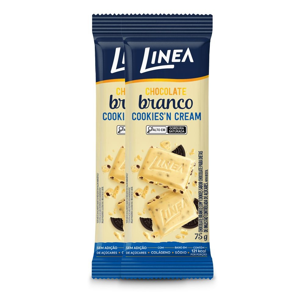 Tablete Chocolate Cookies'n Cream Linea 75g - 2 unidades - Food & Beverages