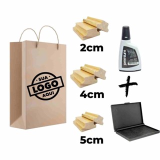 Kit 3 Carimbos com Logo  2cm, 4cm e 5cm + Almofada + Tinta em Oferta na Shopee