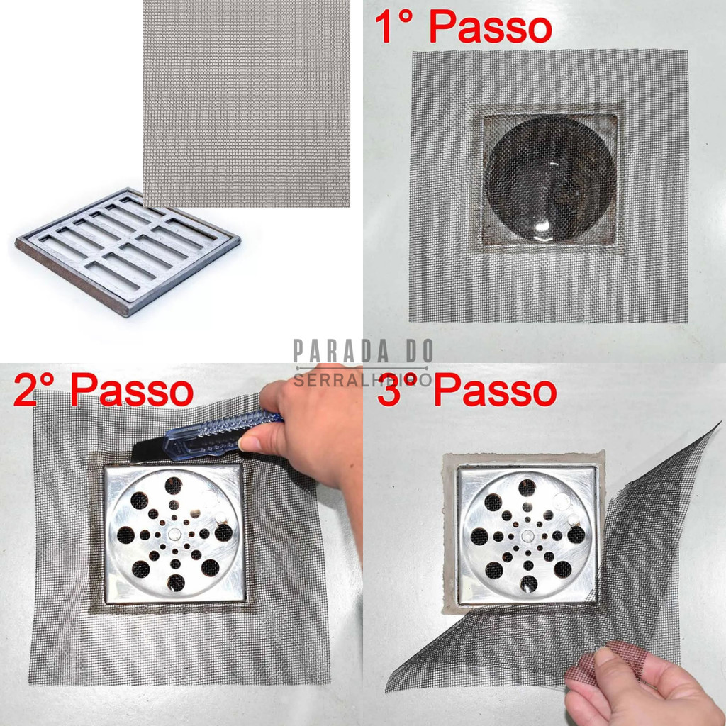 Tela Para Ralo de Banheiro 35x35 cm C/ 10 Peças Tela Protetora contra Barata Escorpião Insetos — imagem 2 de 2