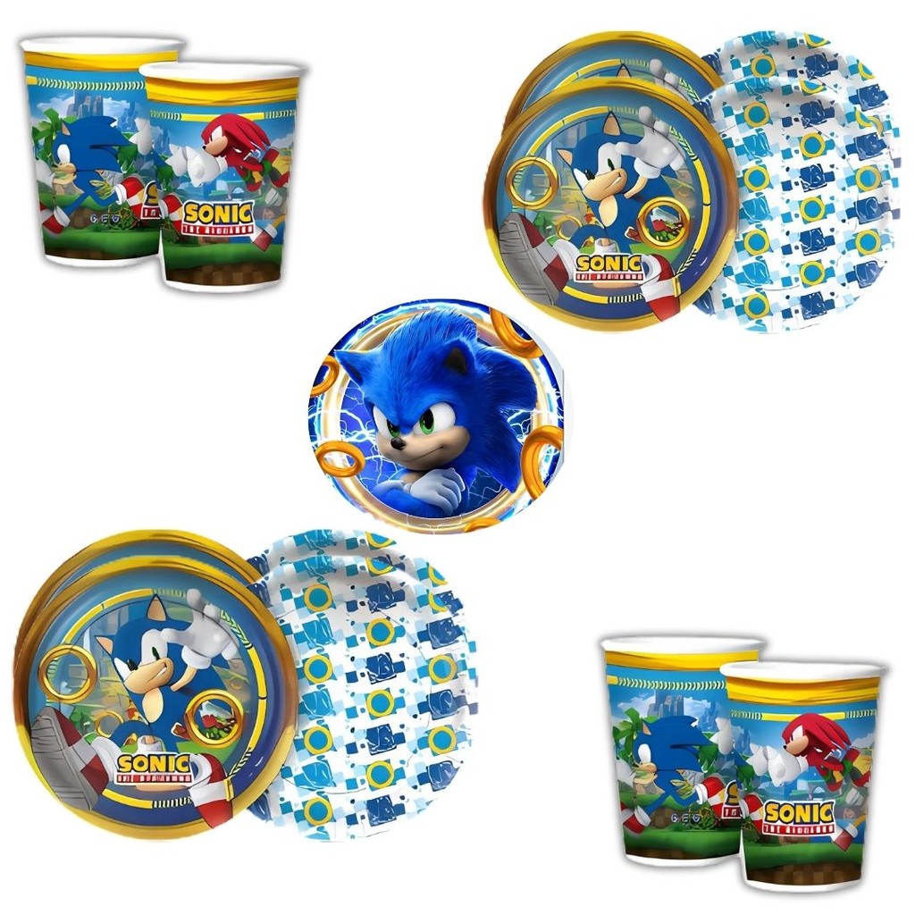 Kit Festa SONIC 16 Pratos + 16 Copos Descartável 180 Ml Papel - REGINA em Oferta na Shopee