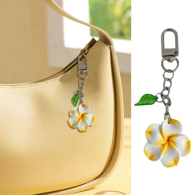 blg Porta-Chaves Floral Tropical Bolsa Colorida Charme Frangipani Chaveiro Acessório