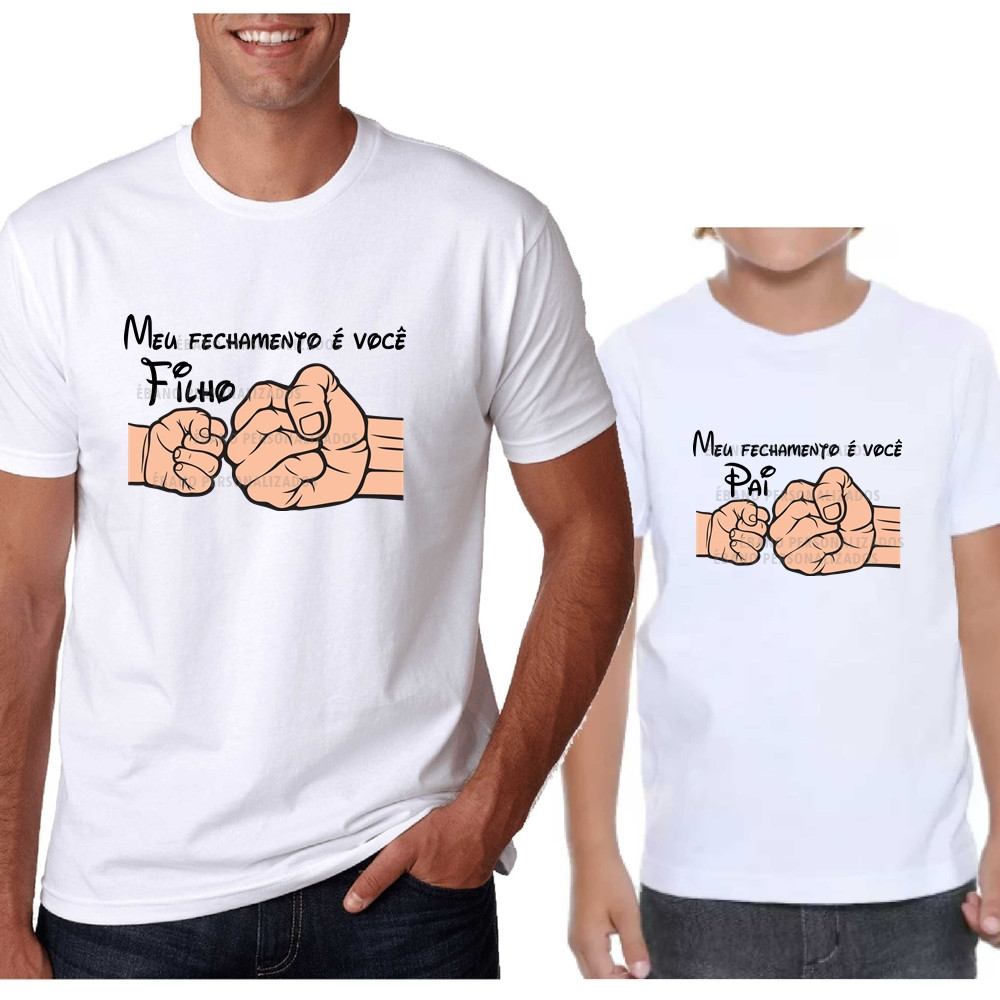 Kit 2 Camisetas Tal Pai Tal filho Meu Fechamento é você Paizão do ano Melhor filho Tal Pai Tal Filho Presente