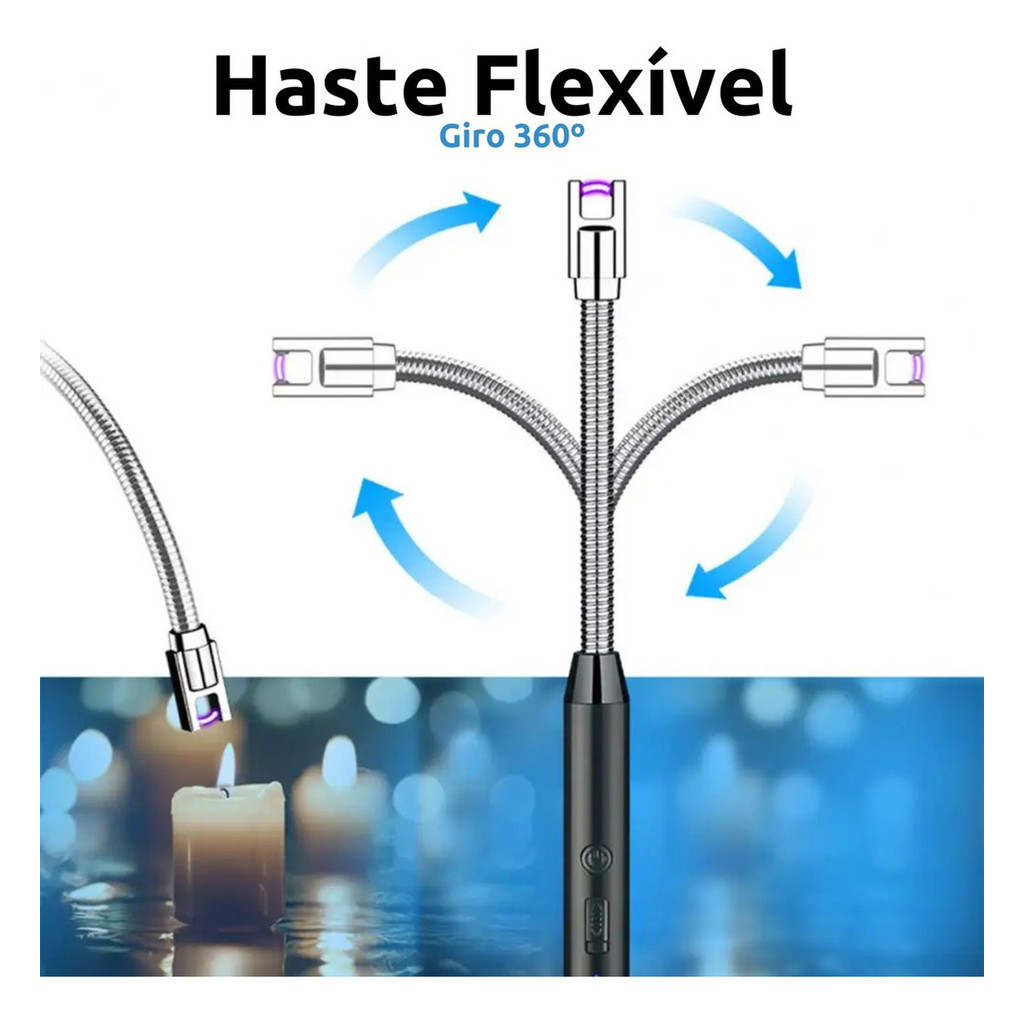 Acendedor De Fogao Velas Eletronico Plasma Recarregavel Usb